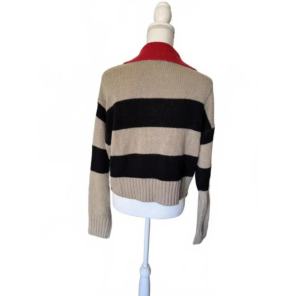 NWT Spiritual Gangster Cropped Knit Sweater with Red Collar, Small
